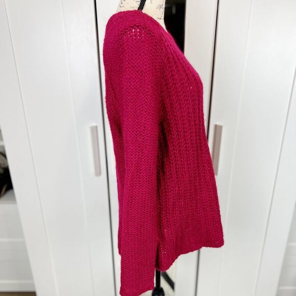Gap Wool-blend Open Knit Cranberry Long Sleeve Sweater‎ Size Large - Picture 4 of 6